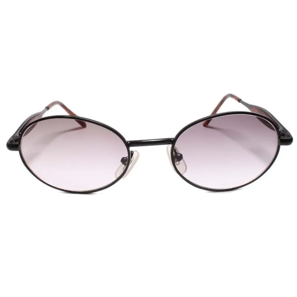 Black Oval Sunglasses Tortoise Arms Vintage Retro
